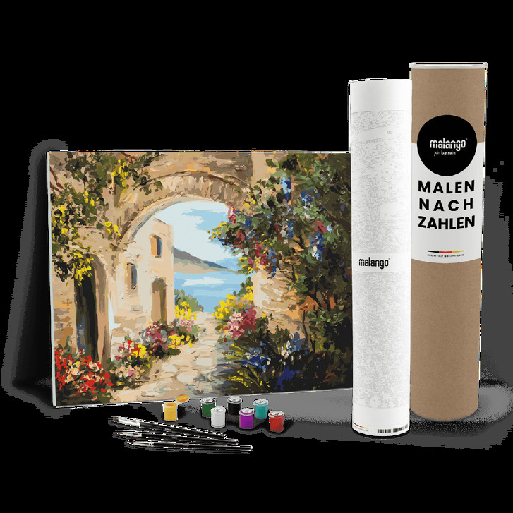 Malen nach Zahlen Leinwandbild - Meer an mediterraner Stadt - WA446734