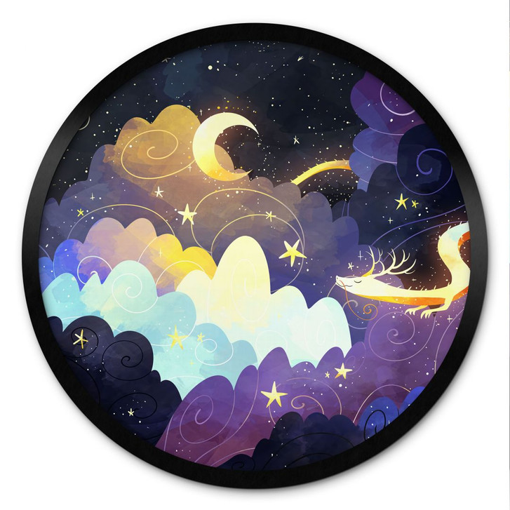 Poster Drachenflug durch Sternenwolken - DigitalArtsi - Rund - WA487580