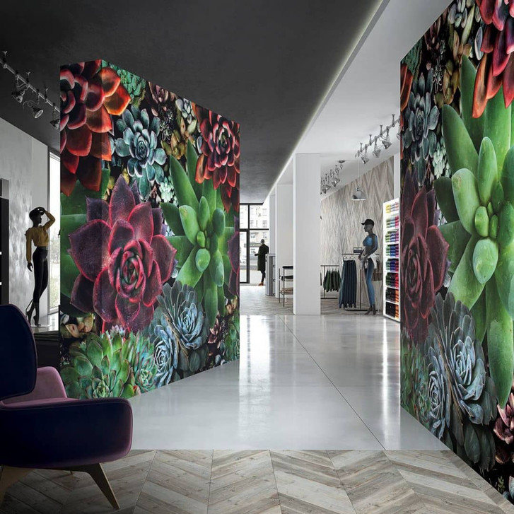 Fototapete mit grossen Blumenmotiven, Grün Floral 3.40 x 3.18 m - WA448859