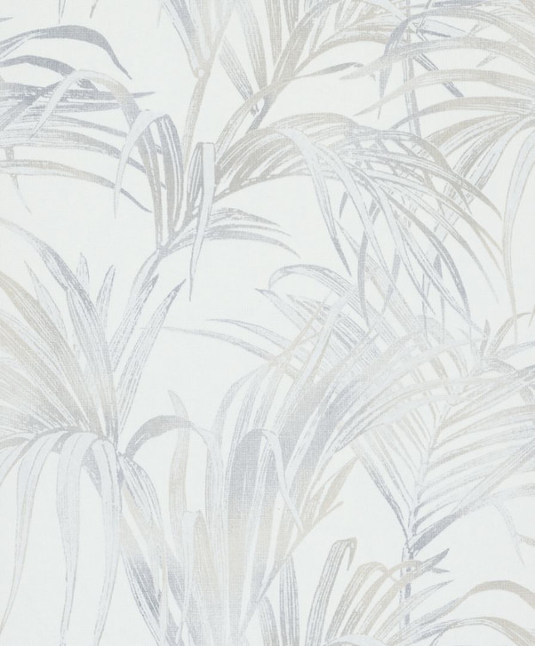 Vliestapete mit Blattmotiv auf Strukturbasis weiss, beige Floral - WA446383