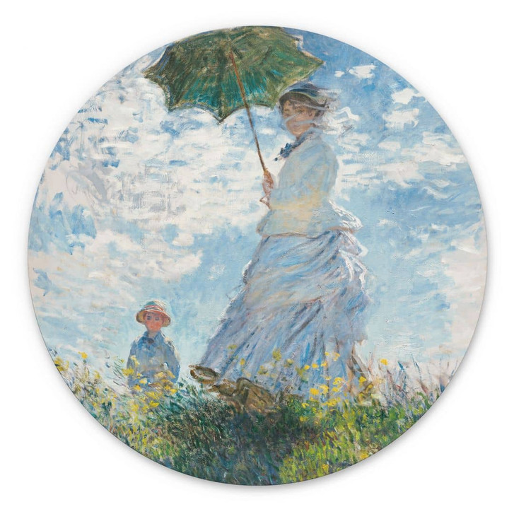 Wandbild Monet - Frau mit Sonnenschirm - Madame Monet und ihr Sohn - Alu-Dibond Rund - WA441573