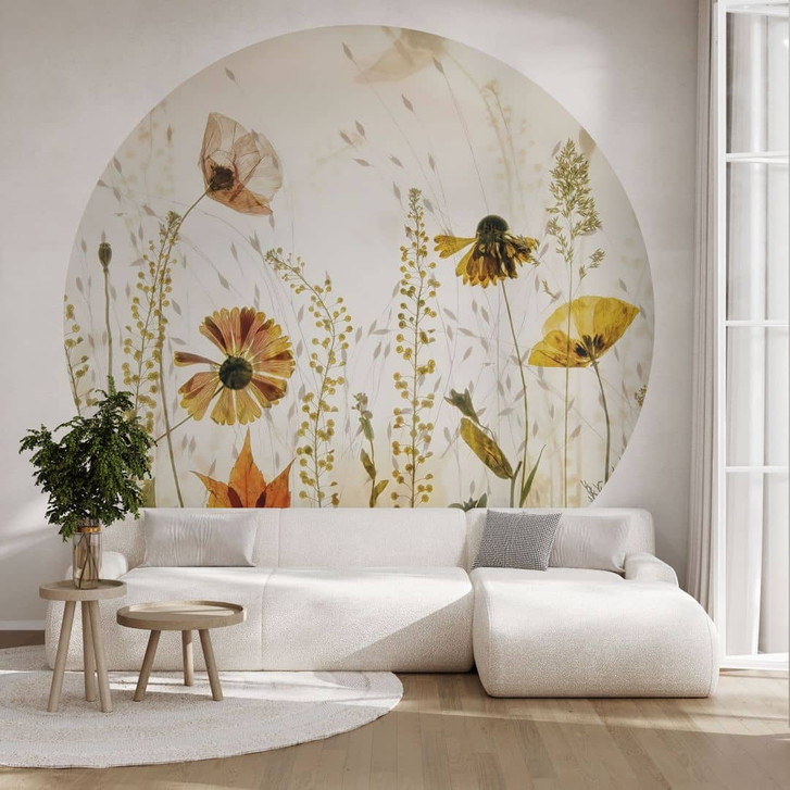 Fototapete Wilde Wiesenblumen im Sonnenlicht - Talen | Blumentapete Rund - Selbstklebend/Vlies - WA432118